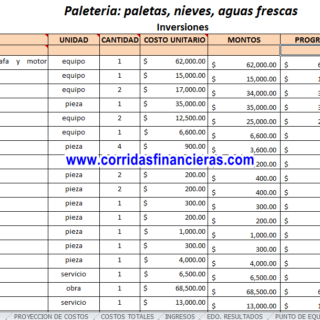 Corrida Financiera Paleteria Excel