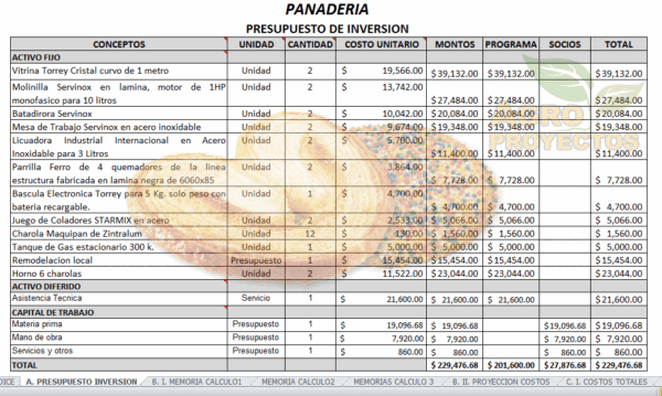 Analisis financiera panaderia