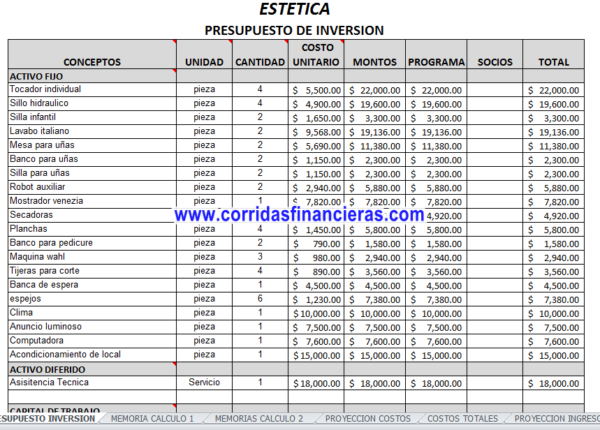 Corrida financiera de estetica