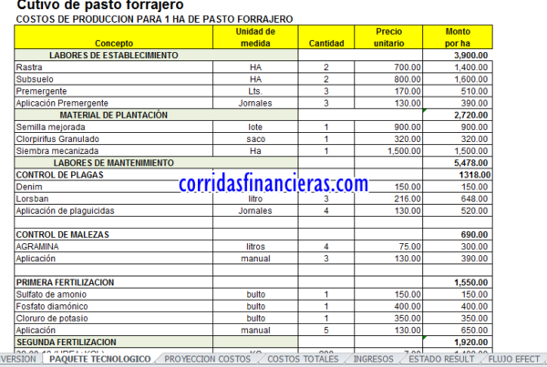 Corrida de pastos mejorados